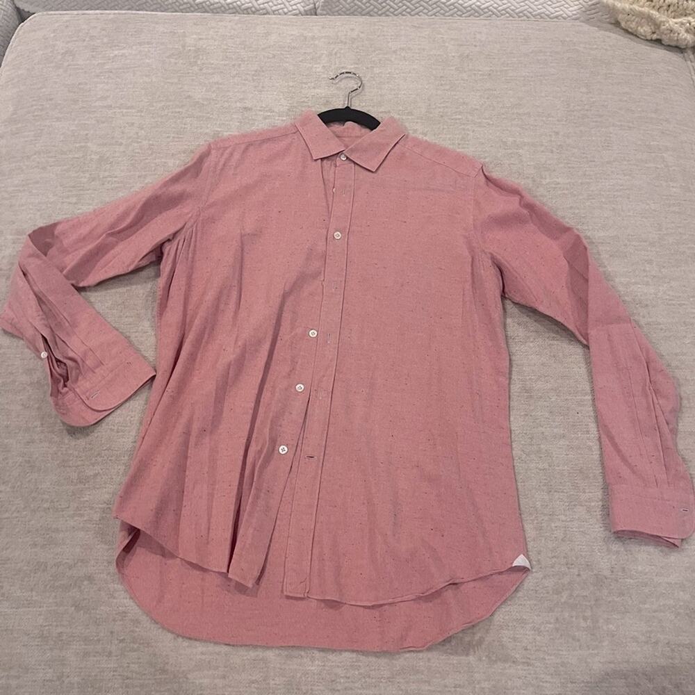 Lawrence Covell 100% Cotton Salmon Colored Button Down Dress Shirt